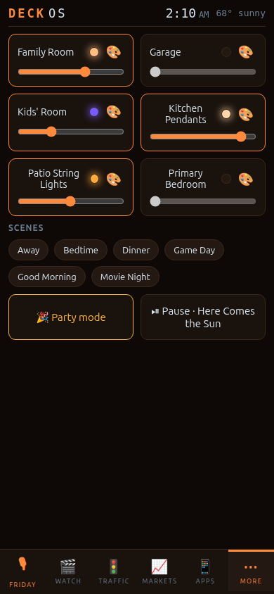 Lights and scenes on a phone